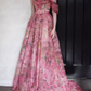 Glamorous Pink Floral Off-the-Shoulder Tulle Evening Gown DP7905