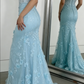 Enchanted Sky Blue Sweetheart Prom Dress Strapless Sequin Mermaid Evening Gown DP7916