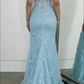 Enchanted Sky Blue Sweetheart Prom Dress Strapless Sequin Mermaid Evening Gown DP7916