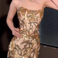 Glamorous Champagne Gold Bamboo Print Evening Gown Mermaid Strapless Prom Dress DP7932
