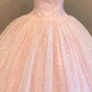 Robe de bal vintage rose à bretelles spaghetti et appliqués floraux pour Sweet 15 ou Quinceañera DP7934