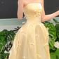 Robe de bal jaune bustier élégante ornée de nœuds pour Sweet 15 Quinceanera DP7935