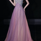 Glamorous Pink Sequin Tulle Strapless Evening Gown Beaded Sweetheart Prom Dress DP7936