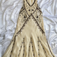 Flapper-Style Beige Embroidery Chiffon Evening Gown Crisscross Straps V-neck Prom Dress DP2284