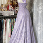 Vintage Lavender Halter Neck Lace & Satin Prom Dress DP7955