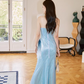 Chic Ombre Blue One-Shoulder Sequin Evening Gown Tulle Mermaid Prom Dress DP7969