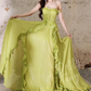 Chic Lime Green Strapless Ruffled Chiffon Prom Dress DP7970