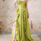 Chic Lime Green Strapless Ruffled Chiffon Prom Dress DP7970