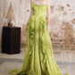 Chic Lime Green Strapless Ruffled Chiffon Prom Dress DP7970