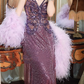 Sparkling Purple Sequin V-Neck Gown Spaghetti Straps & Slit Prom Dress DP7975
