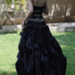 Elegantes schwarzes trägerloses, perlenbesetztes Satin-Ballkleid mit Raffungen für Sweet 15 Quinceañera DP7976