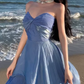 Luxury Elegant Blue Strapless Layered Evening Gown DP7981