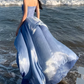 Luxury Elegant Blue Strapless Layered Evening Gown DP7981