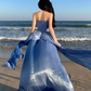 Luxury Elegant Blue Strapless Layered Evening Gown DP7981
