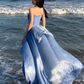 Luxury Elegant Blue Strapless Layered Evening Gown DP7981