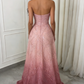 Vintage Pink Halter Neck Sequin A-Line Evening Gown DP7983