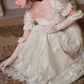 Vintage Lace Square Neck Bridal Gown Puff Sleeves A-Line Wedding Dress DP7987