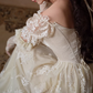 Vintage Lace Square Neck Bridal Gown Puff Sleeves A-Line Wedding Dress DP7987