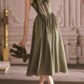 Vintage Green Lace Up Bodice Ruffled Hem Prom Dress Sweetheart Spaghetti Strap Evening Gown DP7992