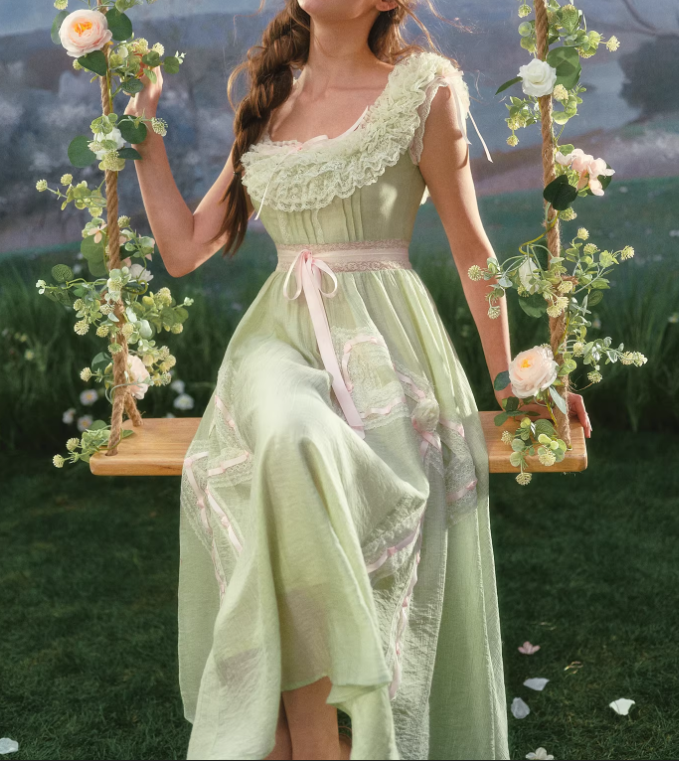 Vintage Mint Green Lace Trim Midi Prom Dress Pink Bows Evening Gown DP DSProm Vintage Mint Green Lace Trim Midi Prom Dress Pink Bows Evening Gown DP DSProm