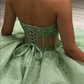 Enchanting Mint Green Sweetheart Neckline Ball Gown with Glitter TulleQuinceanera DP4654