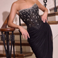 Glamorous Pink Strapless Corset Gown Beaded Sheer High Slit Prom Dress DP8048