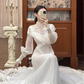 Vintage Ivory Lace Tulle High Neck & Puff Sleeves A-Line Wedding Dress DP8064