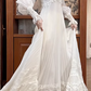 Vintage Ivory Lace Tulle High Neck & Puff Sleeves A-Line Wedding Dress DP8064