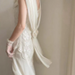 Vintage Ivory Lace Cowl Neck Sleeveless A-Line Wedding Dress DP8066