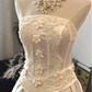 Vintage Ivory Satin Strapless Floral Appliques Wedding Dress DP8067