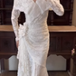 Vintage Ivory Lace Mermaid Long Sleeves Floral Wedding Dress DP8068