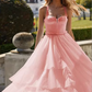 Vintage Pink Tulle Sweetheart Midi Dress Layered Evening Dress DP8071