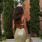 Vintage Sequin Spaghetti Strap Bodycon Evening Dress DP8077