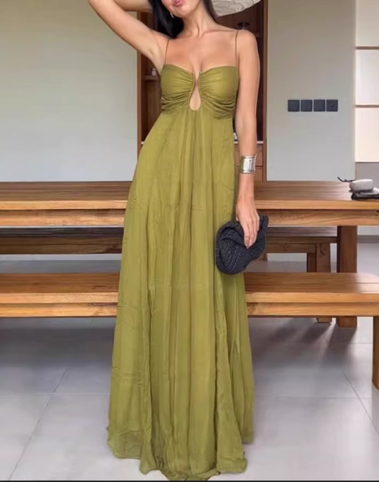 Luxury Elegant Olive Green Sweetheart Chiffon Evening Dress DP8098