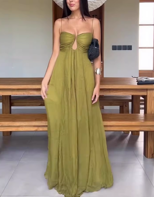 Luxury Elegant Olive Green Sweetheart Chiffon Evening Dress DP8098