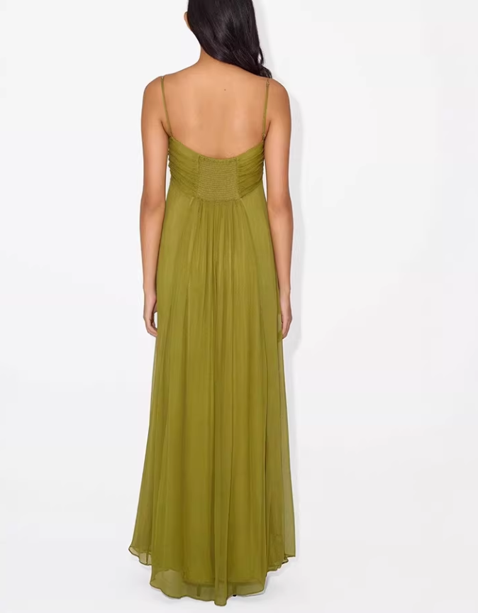 Luxury Elegant Olive Green Sweetheart Chiffon Evening Dress DP8098