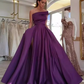 Glamorous Olive Green Satin One-Shoulder Gown A-Line High Slit Evening Dress DP8110