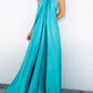 Glamorous Satin Halter-Neck Loose Flowy Evening Gown O-Ring Detail Prom Dress DP8113