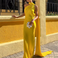 Glamorous Burgundy Satin Draped Cape Sheath Evening Dress Prom Dress DP8114