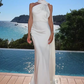 Glamorous Burgundy Satin Draped Cape Sheath Evening Dress Prom Dress DP8114