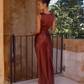 Elegant Teal Satin V-Neck High Slit Evening Dress Prom Dress DP8116