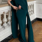 Elegant Emerald Green Cape Sleeve Draped Floor-Length Mother of the Bride Dress DP8147