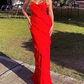Elegant Ruffled Prom Gown Sheath Spaghetti Straps Evening Dress DP8151