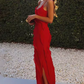 Elegant Ruffled Prom Gown Sheath Spaghetti Straps Evening Dress DP8151