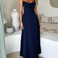 Cute Spaghetti Strap Maxi Dress Tie Front A-Line Prom Dress DP8207