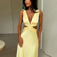 Vintage Satin-Slip-Ballkleid mit Wasserfallausschnitt, Spaghettiträgern, formelles Abendkleid DP8357