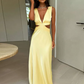 Vintage Satin-Slip-Ballkleid mit Wasserfallausschnitt, Spaghettiträgern, formelles Abendkleid DP8357