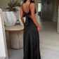 Vintage Satin-Slip-Ballkleid mit Wasserfallausschnitt, Spaghettiträgern, formelles Abendkleid DP8357