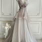 Elegant Ruffled Layered V-Neck Beaded Tiered Evening Dress DP8398