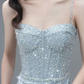 Vintage Light Blue Beaded Spaghetti Strap Mermaid Prom Dress DP8567
